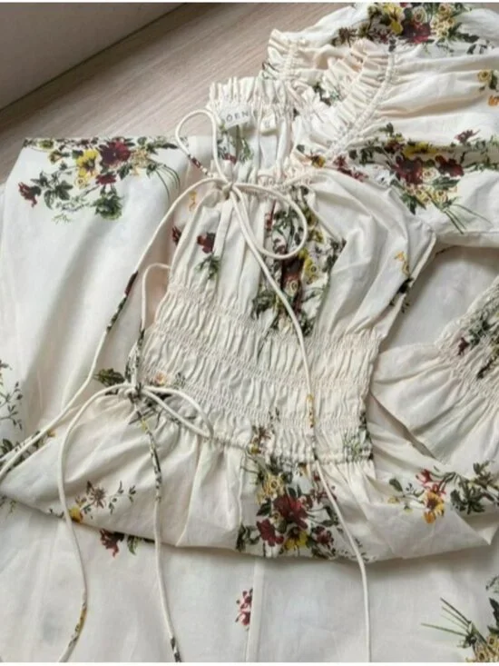 DOEN Kaira shirred floral-print organic cotton-poplin midi dress - Picture 11 of 14